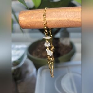 Stainless Steel With White Quartz Stone Bracelet